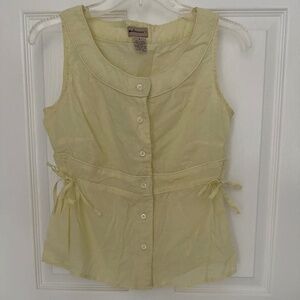 Anthropologie Elevenses Pale Yellow Swiss Dot Top Sz 8 GUC